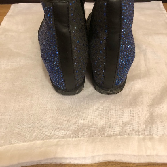 STUART WEITZMAN Girls Black High Top Sneakers Crystal Embellished Vance Wedge 3 - Picture 7 of 13